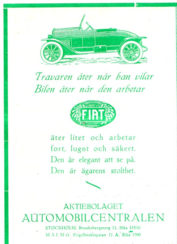Bilannons i tidskr. Hästen 1925